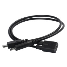 Câble de charge multiple : mini-USB femelle vers USB-C mâle et mini-USB mâle, 5 V/2 A, longueur 27 cm, compatible avec les appareils mobiles.