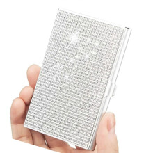 Visitenkartenetui mit Strasssteinen, Visitenkartenetui aus Aluminiumlegierung, Taschenetui für 10-20 Karten