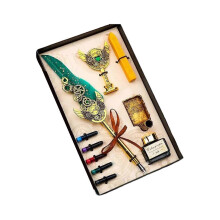 Fountain Pen Set Calligraphy Writing Pen Set Wax Seal Stamp Kits Feather Dip Pen Gift Box Kits