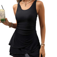 Traje de baño de una pieza para mujer, color negro sólido, diseño elegante, traje de baño, compatible con ropa de playa.