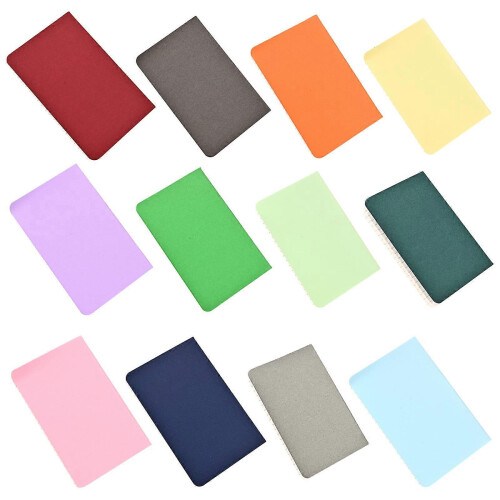 Lot de 12 petits carnets lignés A6, à couverture colorée, parfaits pour l'école.