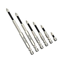 Precise Engineered Screwdriver Drill Bit Set 6 Magnetic Tip Alloy Steel Shafts Antislip Grip compatible with Heavy Duty Applications
