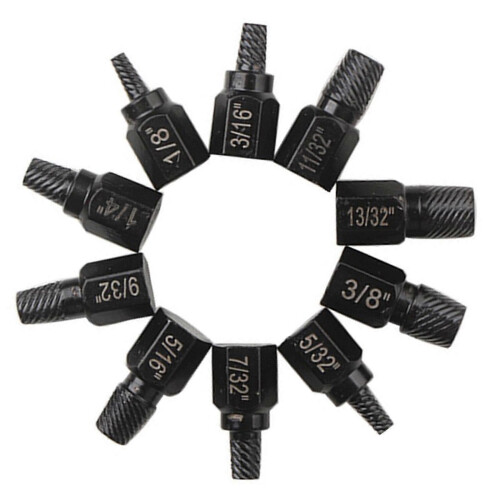 Bolt Extractor Set 10Pcs Stripped Bolt Extractor Set, Impact Bolt Nut Removal Tool, Easy Out Remove Rusted Damaged Screw