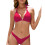 Damen-Badeanzug, einfarbig, zweiteilig, Push-up-Effekt, rot 1