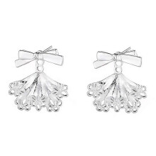Feminine Lace Trimmed Bowknot Earrings Drop Resistant Butterfly Knot Ear Studs Fashionable Ear Accessories compatible with Women