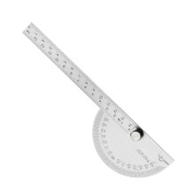Hoekmeter van 14 cm/10 cm, roestvrijstalen meetinstrument met dubbele schaalverdeling, liniaal van 180 graden, gradenboog, meerkleurig