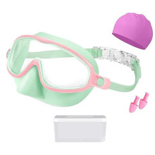 Kid Swimming Goggles Water and Frogs Resistant Wide View Swim Goggles With Earplugs and Swim Hat compatible with Children Boy Girl