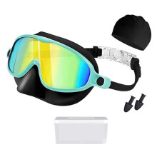 Kid Swim Goggles Wide View Frogs Resistant Swimming Glasses With Earplugs And Swim Hat compatible with Children Boy Girl Swimmi