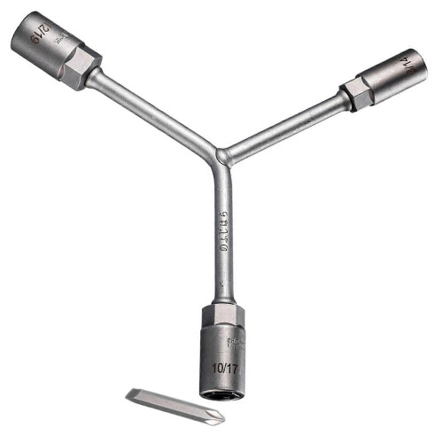 Compactly Triple Head Socket Wrench Featuring 8/10/12/14/17/19mm Size Interchangeable Screwdriver Bit compatible with Tight Space