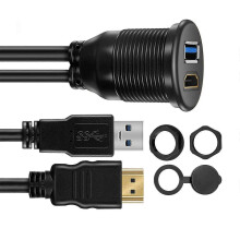 USB 3.0- und HDTV-kompatibles Unterputz-Verlängerungskabel (1 m/2 m), geeignet für Auto, Boot und Motorrad, einfache Installation, mehrfarbig