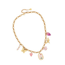 Chique hartvormige hangerketting, veelzijdig te dragen van overdag tot 's avonds, stijlvol, vrouwelijk accessoire, unisex, laagjesketting, veelkleurig