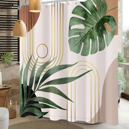 Boho dusjforheng 72x84 tommer vanntett bladdesign 1