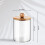 Porta cotton fioc con coperchio in bambù – Trasparente 355 ml 2