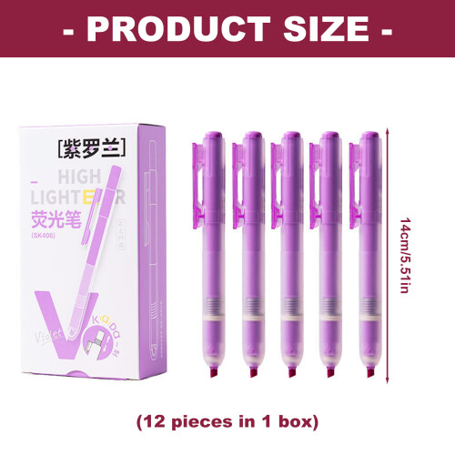 12Pcs Fluorescent Pen Highlighters Markers Ergonomic Design-o 2