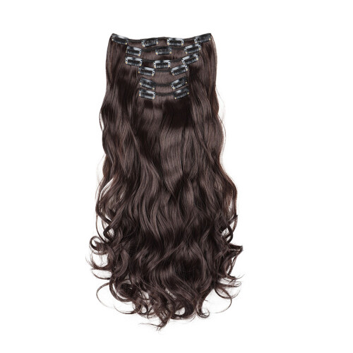 Extensiones de Cabello Rizado de 16 Clips 6 Piezas Marrón Oscuro