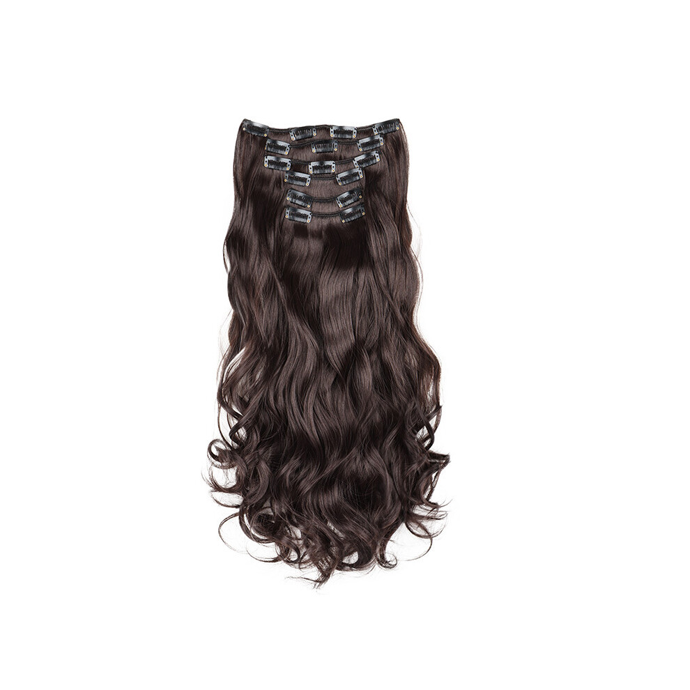 Inf Unisex Brown 16 Clips Curly Hair Extensions 6 Pcs Dark