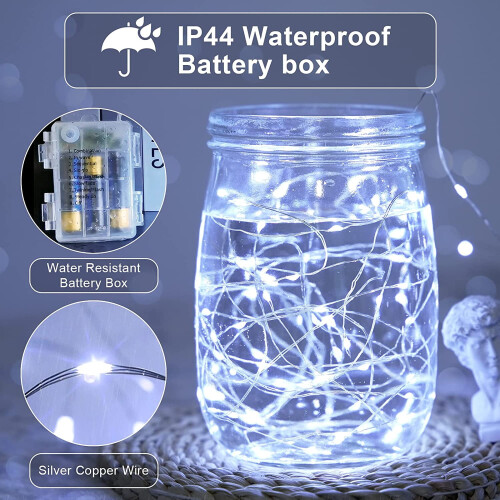 Luci decorative a batteria da 200 LED, 20 metri, luce bianca calda 1