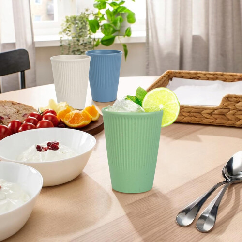 4er-Packung 12oz Trinkbecher aus Weizenstroh 2