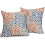 Fodere per cuscini in lino 45x45 cm, blu navy e arancione (2 pezzi) 2