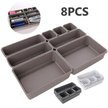 8pcs Plastic Drawer Organizers Drawer Cutlery Organizer Household Desktop Sundries Drawer Storage Box