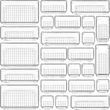25 Pcs Clear Plastic Drawer Organizers Set, 4-size Versatile Bathroom And Vanity Drawer Organizer Trays