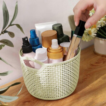 Desktop Storage Basket Plastic Organizer Storage Basket with Handles Indoor Storage Basket Toiletries Storage Basket for Bathroom, Dorm Room,Kitchen