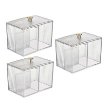Decorative Clear Plastic Cosmetic Container Swab Holder Dustproof Vanity Desk Organizers Cosmetic Organizers Jar Multicolor