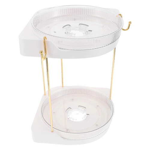 White Plastic Makeup Organizer Rotating Cosmetic Organizer for Storage