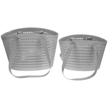 Plastic Laundry Basket for Storage Use with Handle 2Pcs Grey Clothes Laundry Hamper