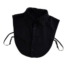 Friendly Detachable Collar withLace Embroidery for-Black