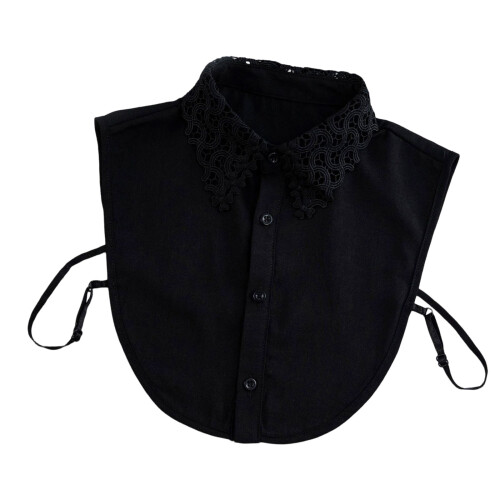 Friendly Detachable Collar withLace Embroidery for-Black