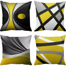 Gelbe Kissenbezüge mit modernem abstraktem Streifenmuster, 4er-Pack