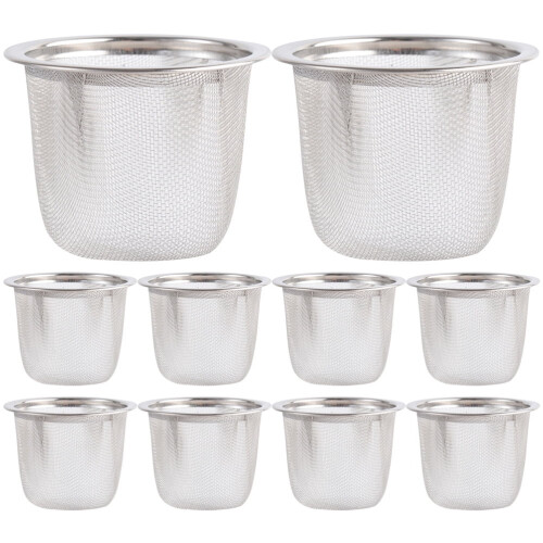 Teinfuser i rustfrit stål til tekande, finmasket, 10 stk.
