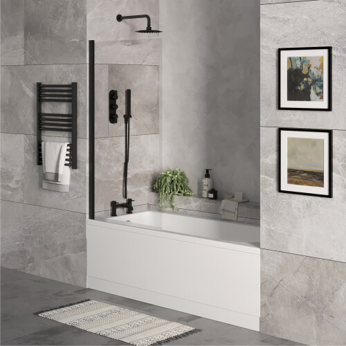 Balterley Round Single Ended 1700x700 Bath Set - Leg Set & Black Screen 2
