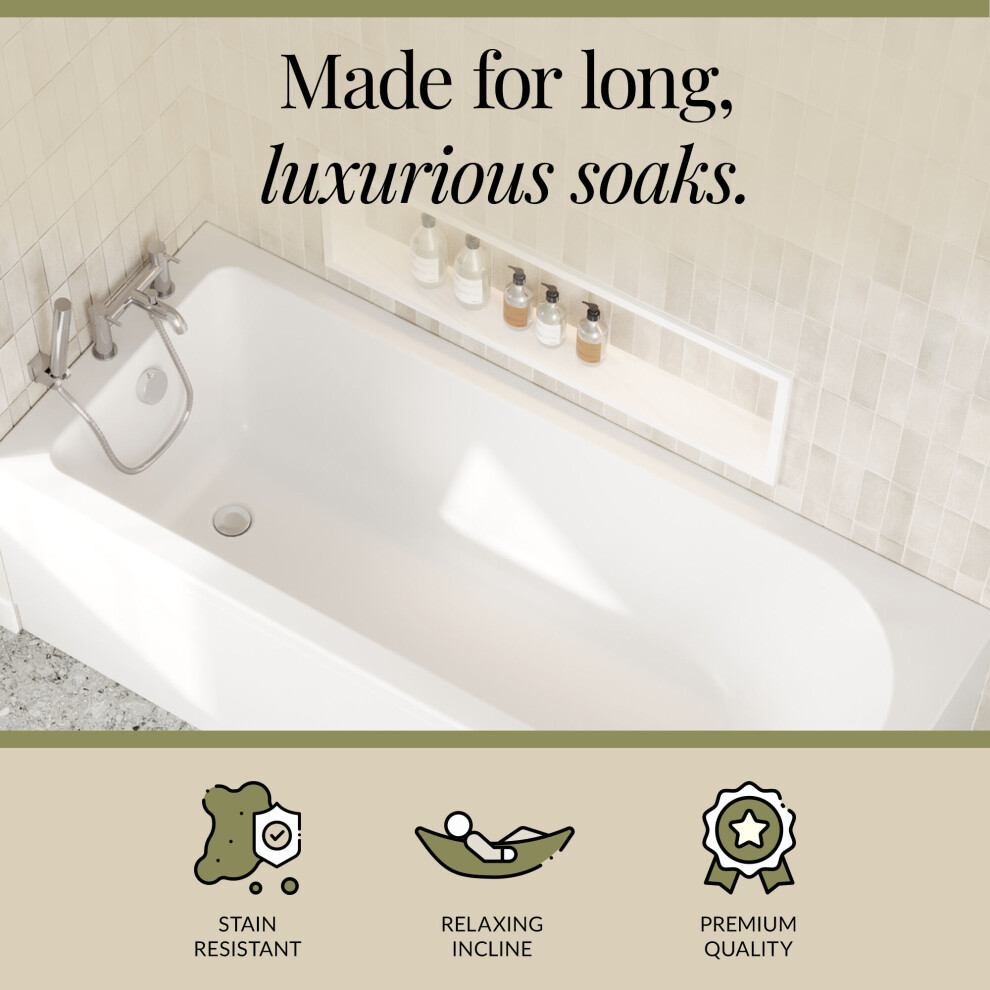 Balterley Round Single Ended 1700X700 Bath Set - Front & End Panels & Chrome Waste
