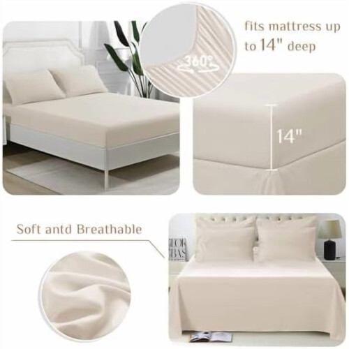 King Comforter Set Beige Ultra-Soft 7-Piece Oeko-TEX 2