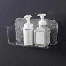 Shower Caddy, Shower Storage, Bathroom Organizer, No Drilling Wall Adhesive Storage for Bathroom, Kitchen, Clear Plastic