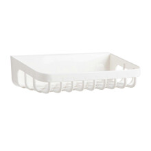 Wall-Mounted Bathroom Storage Shelf No-Drilling Design Organiser Hollow Out Rack for Washcloth Towels Cups Durable Plastic Easy Installatio