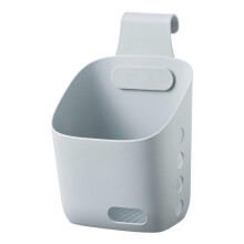Bathroom Hanging Storage Basket Grey Large Size Multifunctional Organizer Plastic Material Space-Saving Design for Kitchen or Bathroo