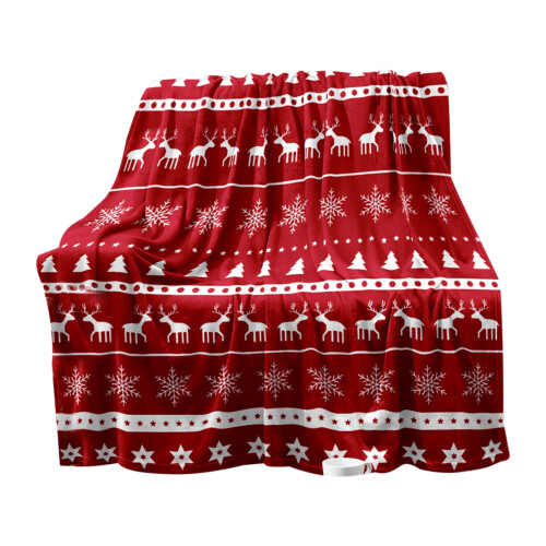 Christmas Printed Throw Blanket 70x100cm Red Polyester 1