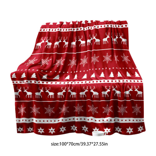 Christmas Printed Throw Blanket 70x100cm Red Polyester 2