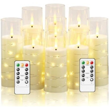 Bougies LED rouges sans flamme, lot de 9 avec télécommande