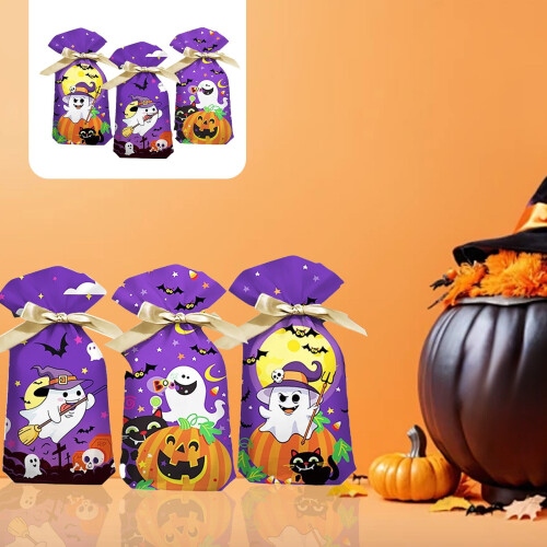 Halloween-godispåsar med dragsko, godispåsar, 50 st