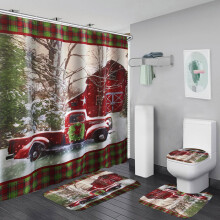 Ensemble de rideau de douche en polyester 4 pièces avec tapis de bain