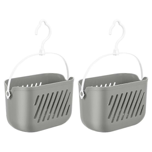 Kitchen Hanging Basket Plastic Storage Organizer with Hooks 2Pcs