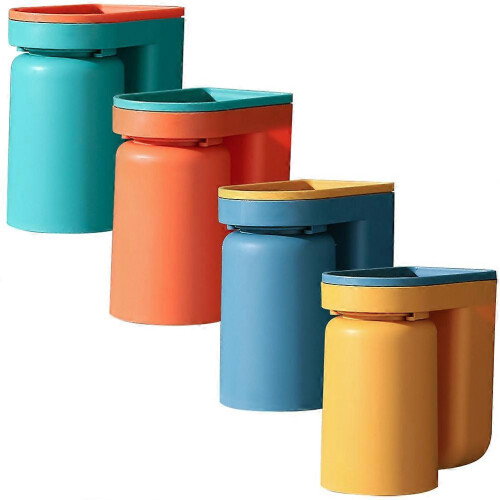 Toothbrush Holder Wall Mounted for Bathroom Storage with 4Pcs Plastic Racks