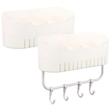 Bathroom Storage Rack Shower Organizer Rack for Storage 8Pcs White Plastic PP