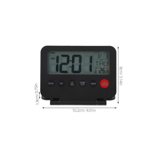 Black Compact Travel Clock Plastic Digital Flip Down Alarm 1
