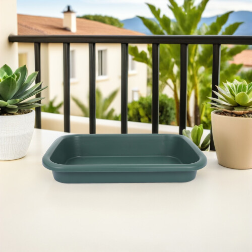 Rectangular Green Plastic Planter Tray for Indoor and Outdoor Use 2