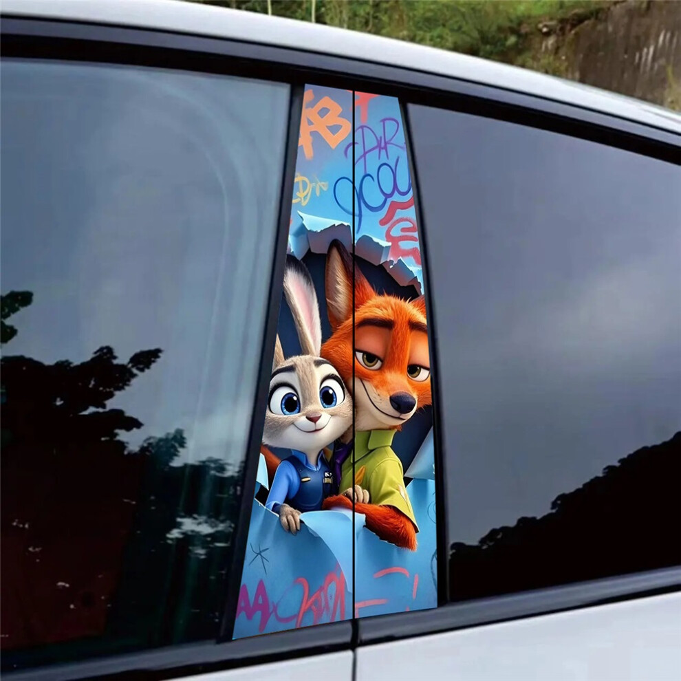 (12#) Cartoon Zootopia Nick Judy Car B-Pillar Protector Sticker 4069369529429